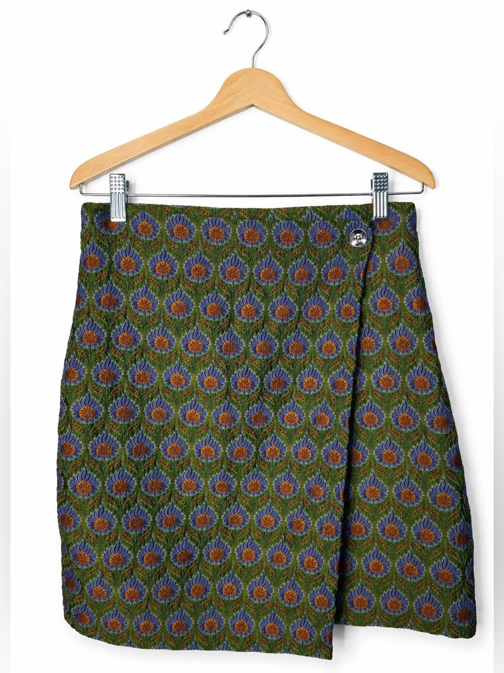 Etcetera Green Floral-Print Mini Skirt with Purple & Orange Accents Size 2 NWT